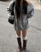 Strap leather long boots
