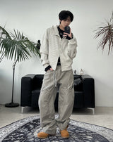 Arc line curved cotton pants