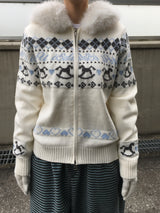 Merrygo Nordic Knit Fur Hoodie (2c)