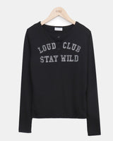 クインテットレターボタンロングスリーブTシャツ