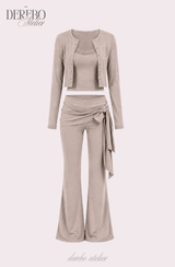 レナ ストラップ トレーニング スリーピースセットアップ (set-up + cardigan + sleeveless pants)