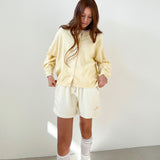 Loose Fit  Round Neck Knit Cardigan _Light Yellow