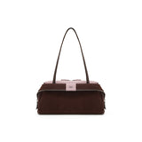 muva. Heart‑Sandwich Underarm Bag, Color‑Block Cowhide‑Velvet Large‑Capacity Elegant Shoulder Purse for Women’s Commute, New Arrival Jun 22