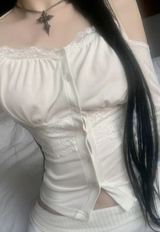 ブライセンレースオフショルダートップ (white)