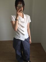 Unbalanced draping blouse (2color)