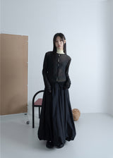 WRINKLE MESH CARDIGAN BLACK
