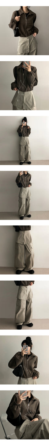 LANE Two-Way Suede Collar Jacket