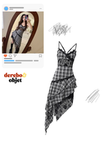 Black Checkered Lace Unbalanced Sleeveless Long Dress