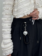 SILVER WIDE BALL KEYRING / TURKEY STONE