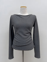 Hairy Shirring Boat Neck T-Shirt