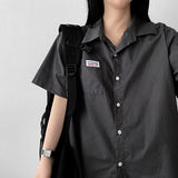 Ind patch label roll-up short sleeve shirt shirt
