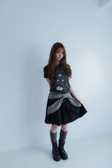 ビッグリボンスカート(ブラック×グレー)