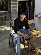 ワッフルダイアゴナルボタンクロップロングスリーブTシャツ