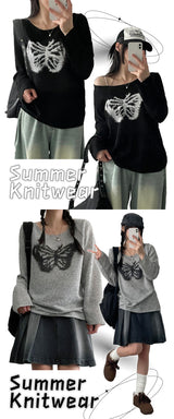 Hjoo Butterfly Summer Long Sleeve Knitwear
