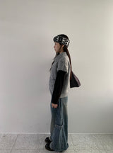 Siduri Hairy Collar Short Sleeve Knit Cardigan
