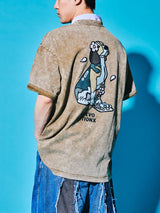 サクラアニマルズオリーブデニムウォッシュドTシャツ (ドギー)
