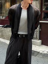 LMN Air Cool Linen Ribbed Round Cardigan (3 colors)