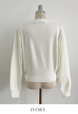 Lensi V-neck basic knit cardigan