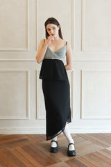  Lisha wrap long skirt (black)