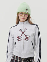 UNION JACK JERSEY ZIP UP - GRAY 