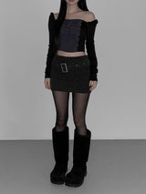 cream belt knit skirt(2 color)