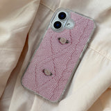 RIBBON ROSE KNIT HARD JELL CASE _ PINK