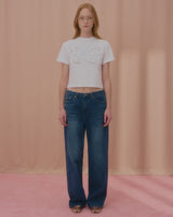 テキストバタフライクロップTシャツ-WHITE