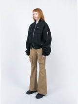 Curved Cargo Flare Pants (Beige)