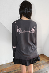 SAILOR COLLAR PRINTING T-SHIRT CHARCOAL