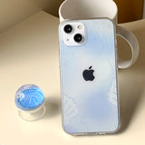 パステルブルークラムフォーンケーススマホグリップセット