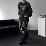 DP807699533145 Flame Lettering Long-Sleeved T-Shirt