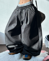 🩵5000 SOLD OUT 🥳 ❤‍🔥(DURABLE DENIM VER) ❤‍🔥 TWO PLEAT BALLOON COTTON PANTS 🖤🩵 - 2 COLORS