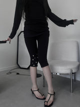 eyelet stud capri leggings (2color)