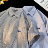 Dオーバーサイズフィット ストライプ 半袖シャツ(2 colors)