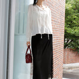 Kirvin guest look button strap lined blouse
