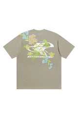 フローラルエンブロイダードロゴTシャツ
