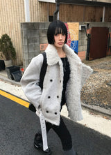 (3oz Quilting) ファーカラーダブルショートコート