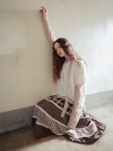 Back ribbon flare top / ivory