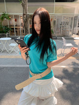 Color Back Open Loose Fit Short-Sleeved T-shirt