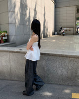Dart denim wide pants