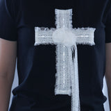 レース クロス Tシャツ - ブラック