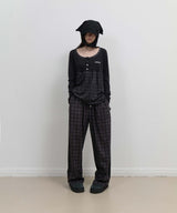 チェックスリープジャージパンツ / ブラック