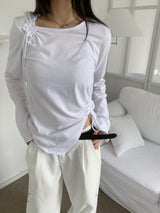 Cloud Draw Deck Shirring Team Long Sleeve T-Shirt (4 Colors)