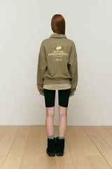 CHERRY ARCH LOGO HALF ZIP UP [LIGHT KHAKI]