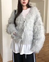 パピーヘアウールウールニットカーディガン
