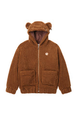 0 2 punk bear fleece jacket - BROWN