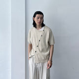 Offset Button Cropped Knitwear