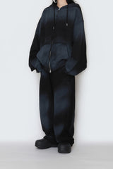 Spray washed hood zip-up