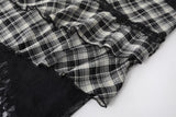 Black Checkered Lace Unbalanced Sleeveless Long Dress