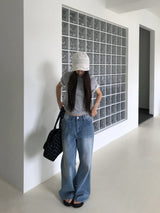[ORIGINAL] Niel Logo Semi Bootcut Denim Pants